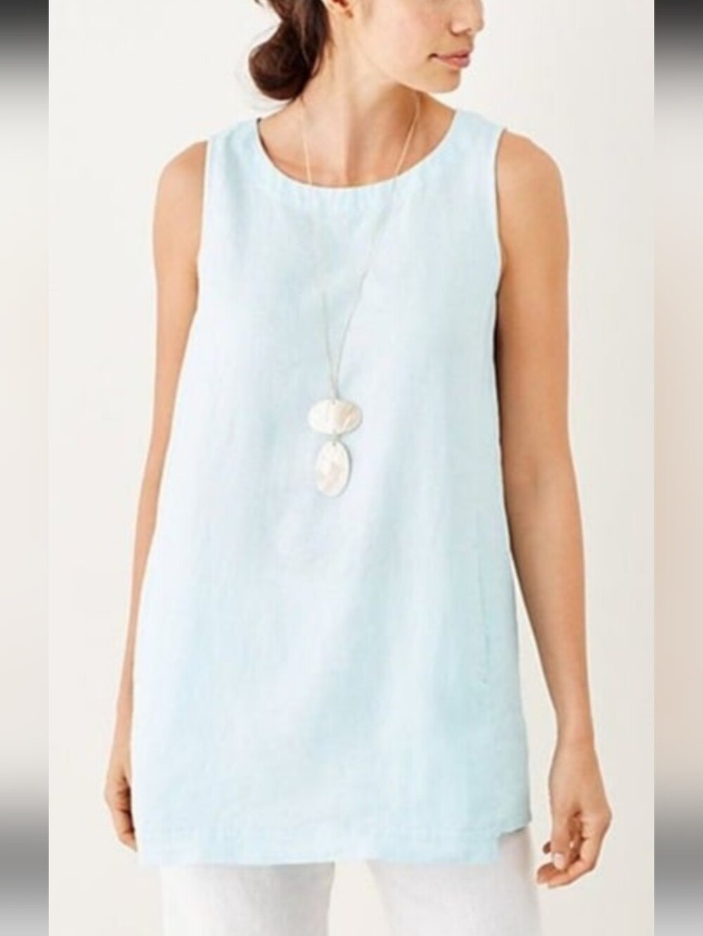 PureJill By J. Jill Light Blue Sleeveless Linen Tunic With Pockets